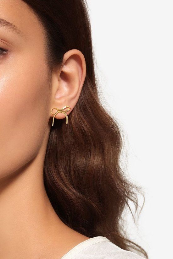 Sissy-Boy Gold plated stud oorbellen met strikjes