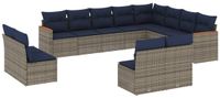 vidaXL 12-delige tuinbankset met kussens, grijs, polyrotan