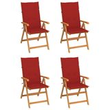 VidaXL Tuinstoel Terras Gecapitonneerde zitting Teak Rood