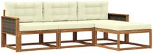vidaXL - Bank loungeset - 4 zitplekken - Natuurlijk en crème - Acacia hout
