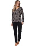 Pastunette Premium Pyjama Balance Viscose Zwart/Beige Maat 38