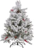 Beliani MASALA Sapin de Noël - Blanc - 120 cm - Avec Neige & Décorations - PVC