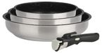 Set de 4 casseroles en acier inoxydable avec revêtement pierre, avec poignée amovible