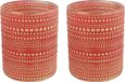 Countryfield Luxe theelichthouder - 2x stuks - Aurora - glas - rood/goud - D10 x H12 cm
