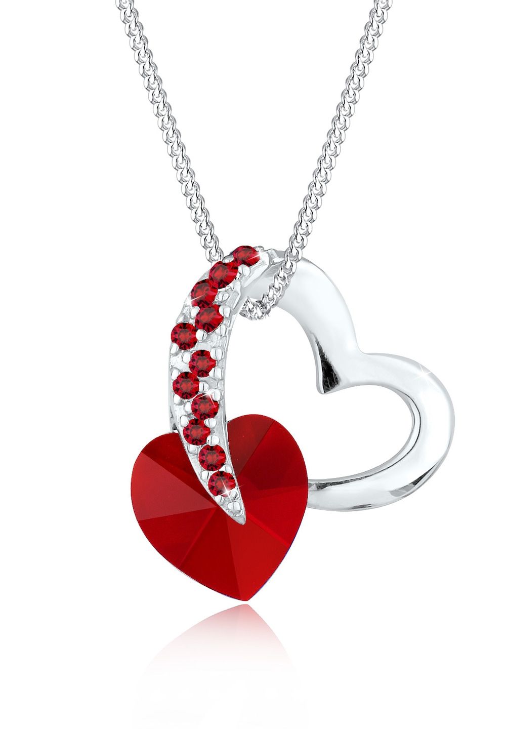 Elli Halsketting Hart Glamoureus Kristallen 925 Zilver Dames