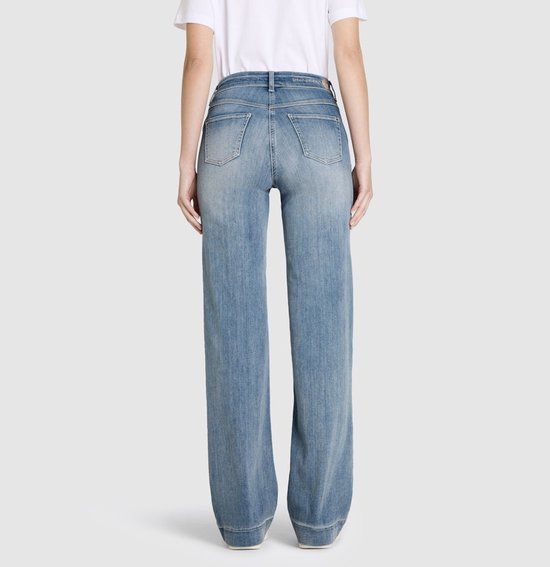 MAC DREAM WIDE Dames Jeans W34 x L34 Licht Blauw Katoen Elastaan Wide Leg Fit