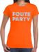 Bellatio Decorations Shoppartners Bv Foute Party verkleed t-shirt - zilveren glitter tekst - oranje - voor dames - Party kleding M