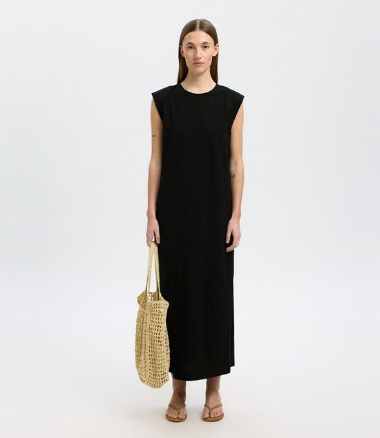 SELECTED WOMEN Slfhalley Sl Shoulderpad Ankle Jurk Zwart S