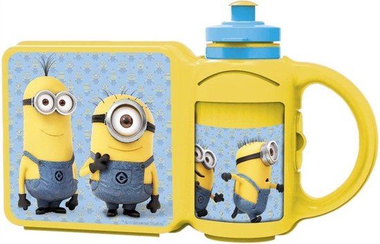 Minions Lunchbox met Drinkfles - BPA Vrij - Blauw