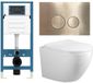 Adema Salina 2.0 Toiletset - 48.5x36x32cm - diepspoel - spoelrandloos - QeramiQ inbouwreservoir - softclose - quickrelease - toiletzitting - goud geborsteld metalen bedieningsplaat - ronde knoppen - wit