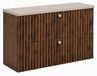3xE living Meuble vasque suspendu 80 cm, chêne noyer/cachemire, poignées argentées