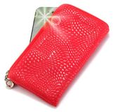 Coyote Luxe Gewatteerde Rode Lederen Portemonnee met Ritssluiting/Houder met "Party" Zwarte Glitter Polsband voor KP502 Koekje