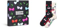 Happy Socks Dames Sokken Kers Hartjes Valentijn 2-Pack Zwart - Maat 41-46