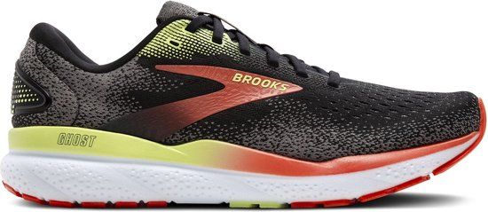 Brooks Ghost 16 Hardloopschoenen Heren - Zwart/Rood/Geel - Maat 45.5