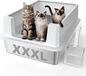 Merkloos Roestvrijstalen kattenbak extra groot, 71 x 51 x 30 cm, met hoge rand