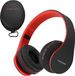 PowerLocus Casque Bluetooth supra-auriculaire sans fil pliable rechargeable noir/rouge