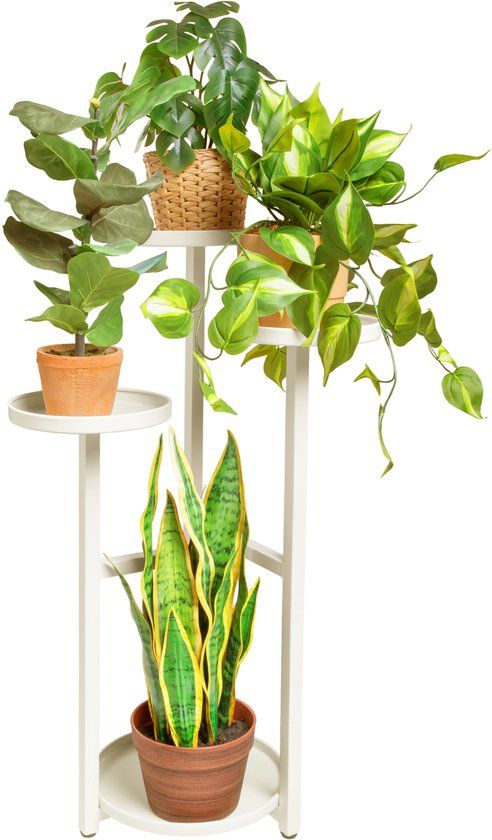 QUVIO Plantenrek - 4 lagen - Metaal - Beige