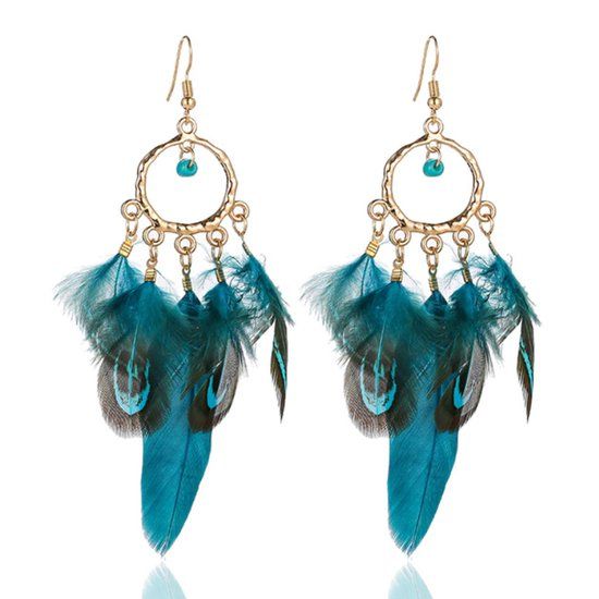 Deja Jewels Cirkelvormige Oorbellen met Boho Veertjes