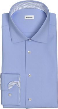 Seidensticker x-slim fit overhemd - popeline - blauw - Strijkvrij - Boordmaat: 44