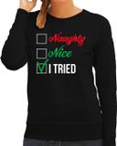 Bellatio Decorations Shoppartners Bv Naughty Nice Foute Kerst Sweater - Kersttrui - Zwart - Dames - M