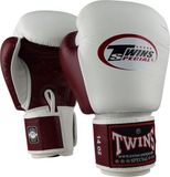 Twins Special Bokshandschoenen BGVL-3 – Echt Leer – Wit/Wijnrood – 12 oz