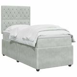 vidaXL Boxspringbed met matras Lichtgrijs 90 x 200 cm Fluweel
