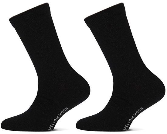 Yellow Moon Meisjes sokken glitter 2-paar - Black - 27-30