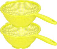 Plasticforte Keuken vergiet/zeef met handvat - 2x - kunststof - Dia 24 cm x Hoogte 11 cm - groen