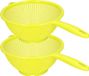 Plasticforte Keuken vergiet/zeef met handvat - 2x - kunststof - Dia 24 cm x Hoogte 11 cm - groen