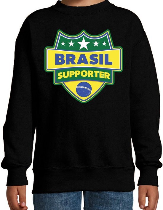 Bellatio Decorations Brazilie / Brasil schild supporter sweater zwart voor kinderen 5-6 jaar (110/116)