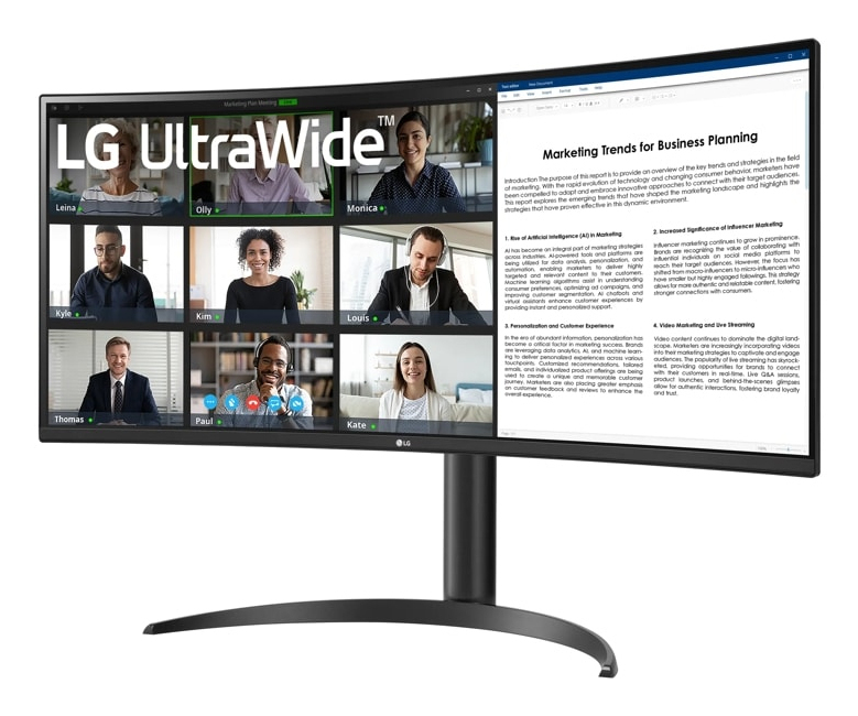 LG 34WR55QK-B 34" QHD Curved Ultrawide Monitor - USB-C, 100Hz, HDR10