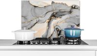 KitchenYeah Spatscherm - Spatwand - Luxe - Goud - Marmer print look - Grijs - 60x40 cm