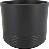 Bela Arte Bloempot/plantenpot Rille - ribbel - antraciet - voor kamerplant - D16.5 x H14.5 cm