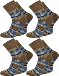 normani 4 paar luxe sokken met zijde en modal, gestreept, bruin, 35-38