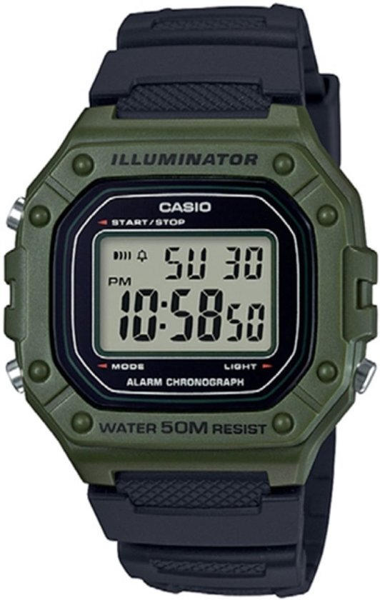 Casio W-218H-3AVEF Collection horloge Heren - Zwart - Kunststof 43 mm