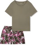 SCHIESSER Pyjama ' Modern Nightwear ' kaki / jade groen / pink / wit