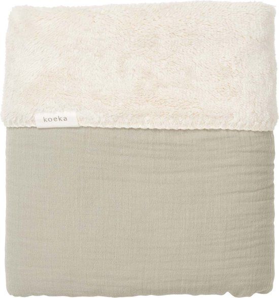 Koeka baby wiegdeken Faro - hydrofiel katoen met teddy - lichtgroen - 75x100 cm