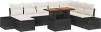 vidaXL Tuinbank - Set - 9 - st - Zwart - Poly - rattan
