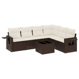 vidaXL Loungeset met kussens, polyrotan, bruin