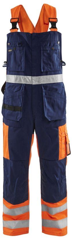Blåkläder 2603-1860 Bretelbroek High Vis Oranje/Marineblauw maat 54