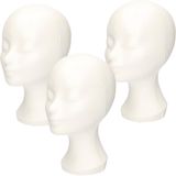 Merkloos Faram Party Paspop display etalage hoofd/mannequin - 5x - 30 cm - piepschuim - wit