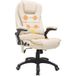 Mobliva Fauteuil de bureau massant avec fonction chauffante, réglable en hauteur et inclinable, blanc crème et noir