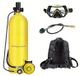 Bouteille de plongée mini 4L - Set complet - 40-60 minutes d'air respirable - 200 bar / 3000 PSI - Pompe électrique - Masque facial complet - Jaune
