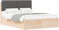 vidaXL Bedframe with Padded Headboard Dark Grey 140 x 200 cm