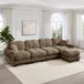 OKWISH Hoekbank 330 x 149 x 90 cm - 4-Zits L-Vormige Bank Met Verplaatsbare Ottomaan - Bruin