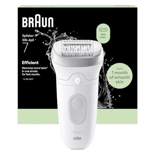 Braun Silk·épil 7 Epilator met brede kop voor gemakkelijk verwijderen, nat en droog, gladde lange huid, 7-000, zilver