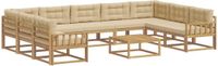 vidaXL - Hoek loungeset - 9 zitplekken - Wit en Beige - Acacia Hout