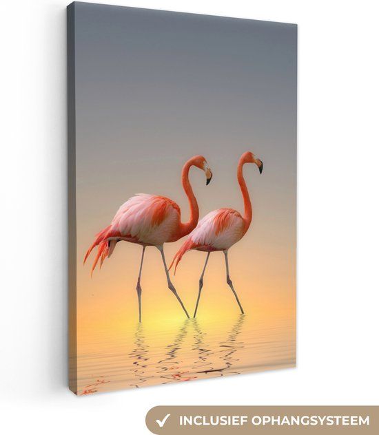 OneMillionCanvasses Canvas schilderij - Flamingo - 90x140 cm