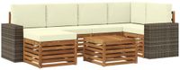 vidaXL - Hoek loungeset - 6 zitplekken - Natuurlijk en crème - Polyester