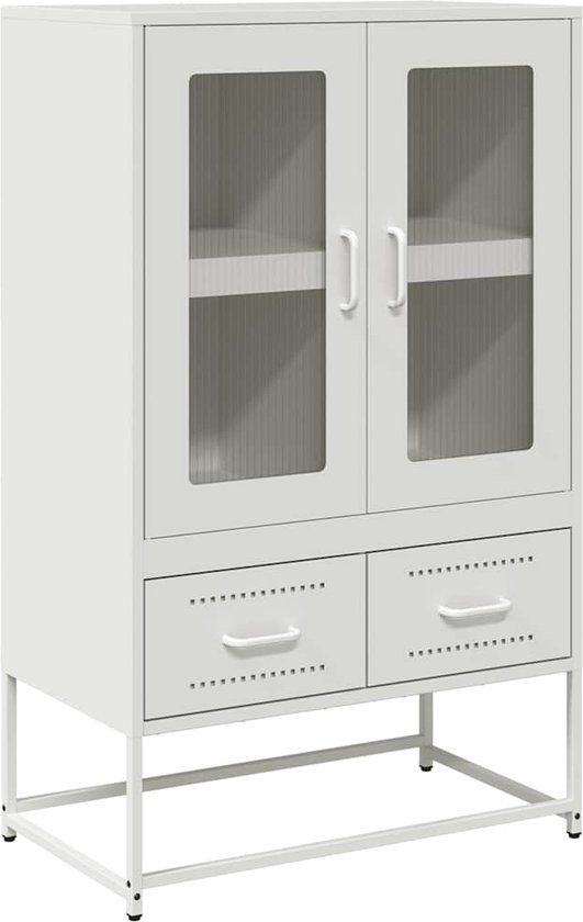 vidaXL Hoge kast 68x39x111,5 cm staal wit